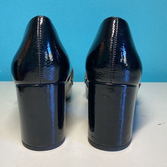 Franco Sarto Womens Heels Size 7 / 37 Black Patent Leather 3" Block Heel Shoes - Picture 4 of 15